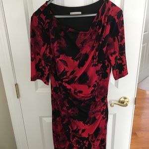 Red dress with black floral print